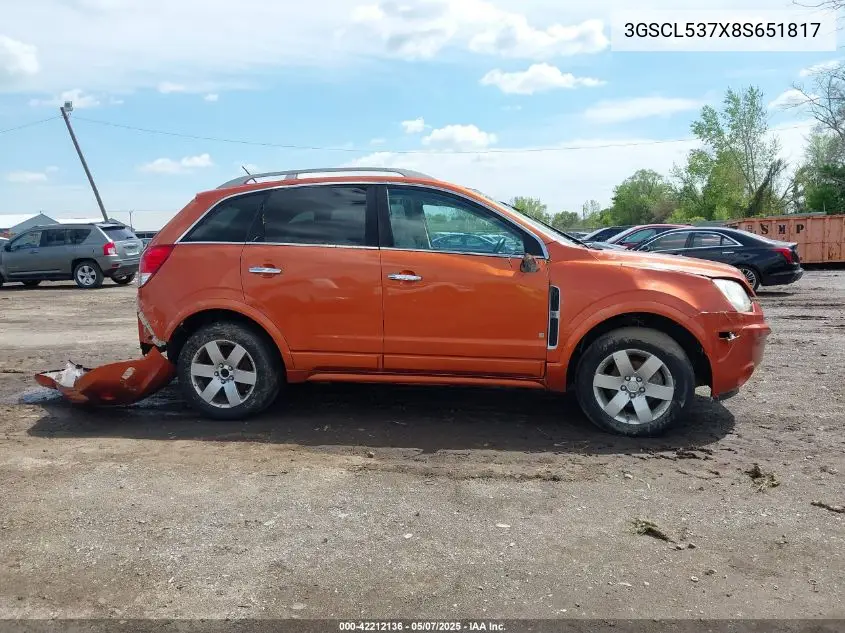 2008 Saturn Vue V6 Xr VIN: 3GSCL537X8S651817 Lot: 42212136