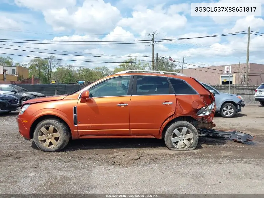 2008 Saturn Vue V6 Xr VIN: 3GSCL537X8S651817 Lot: 42212136