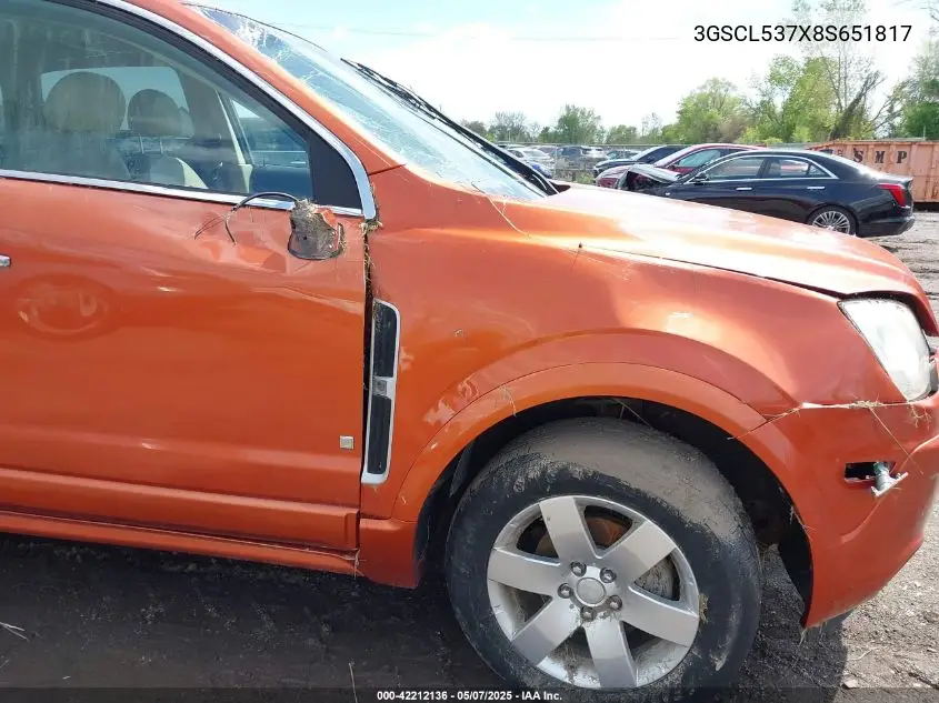 2008 Saturn Vue V6 Xr VIN: 3GSCL537X8S651817 Lot: 42212136