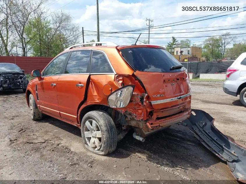 2008 Saturn Vue V6 Xr VIN: 3GSCL537X8S651817 Lot: 42212136