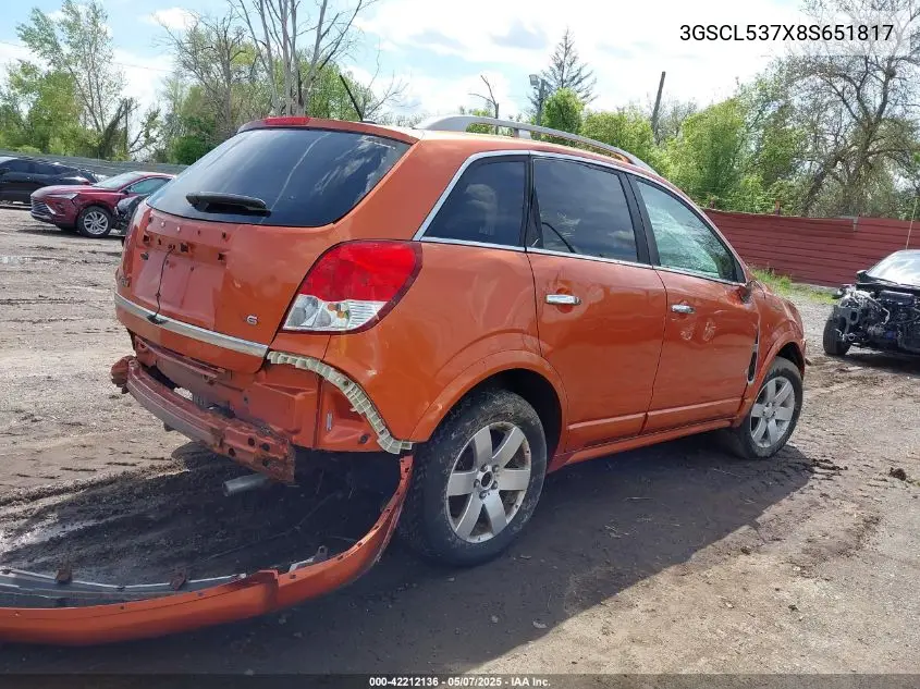 2008 Saturn Vue V6 Xr VIN: 3GSCL537X8S651817 Lot: 42212136