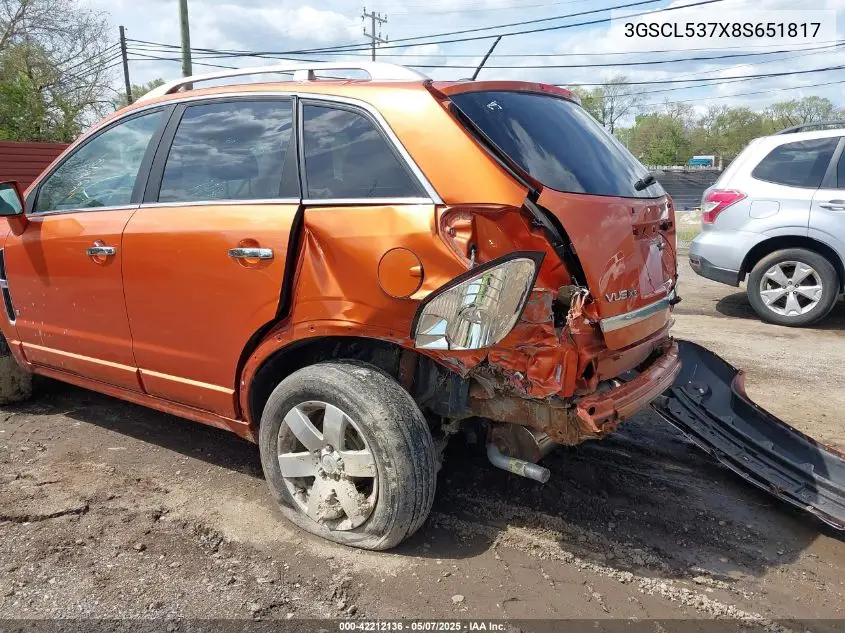 2008 Saturn Vue V6 Xr VIN: 3GSCL537X8S651817 Lot: 42212136