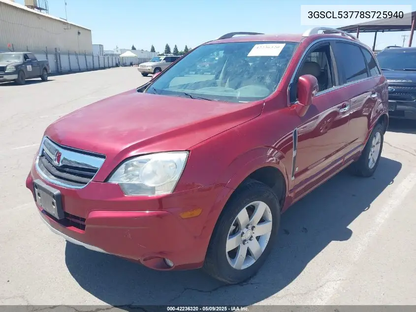 2008 Saturn Vue V6 Xr VIN: 3GSCL53778S725940 Lot: 42236320