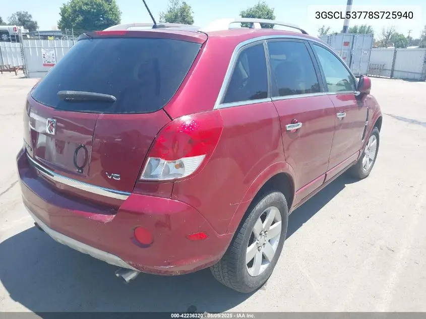 2008 Saturn Vue V6 Xr VIN: 3GSCL53778S725940 Lot: 42236320