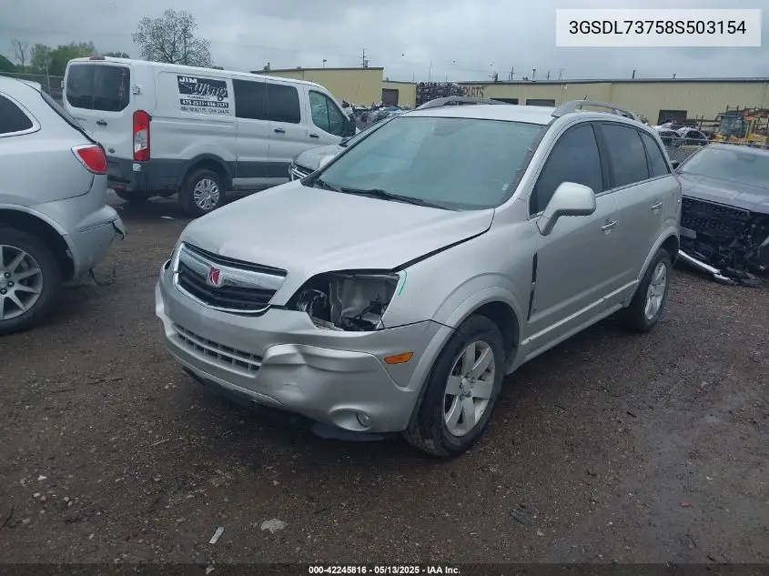 2008 Saturn Vue V6 Xr VIN: 3GSDL73758S503154 Lot: 42245816