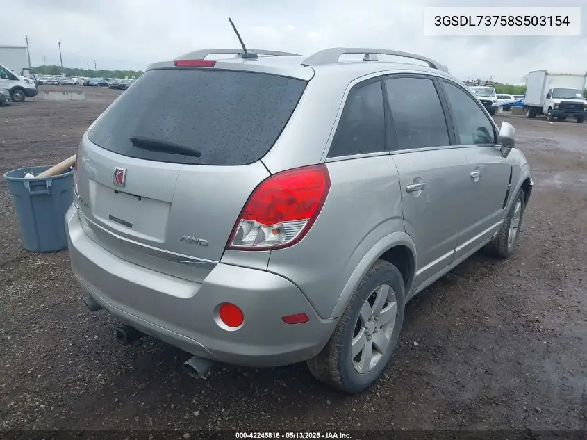 2008 Saturn Vue V6 Xr VIN: 3GSDL73758S503154 Lot: 42245816