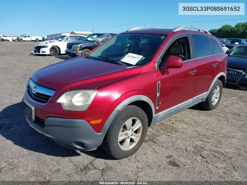 2008 Saturn Vue 4-Cyl Xe VIN: 3GSCL33P08S691652 Lot: 42548025