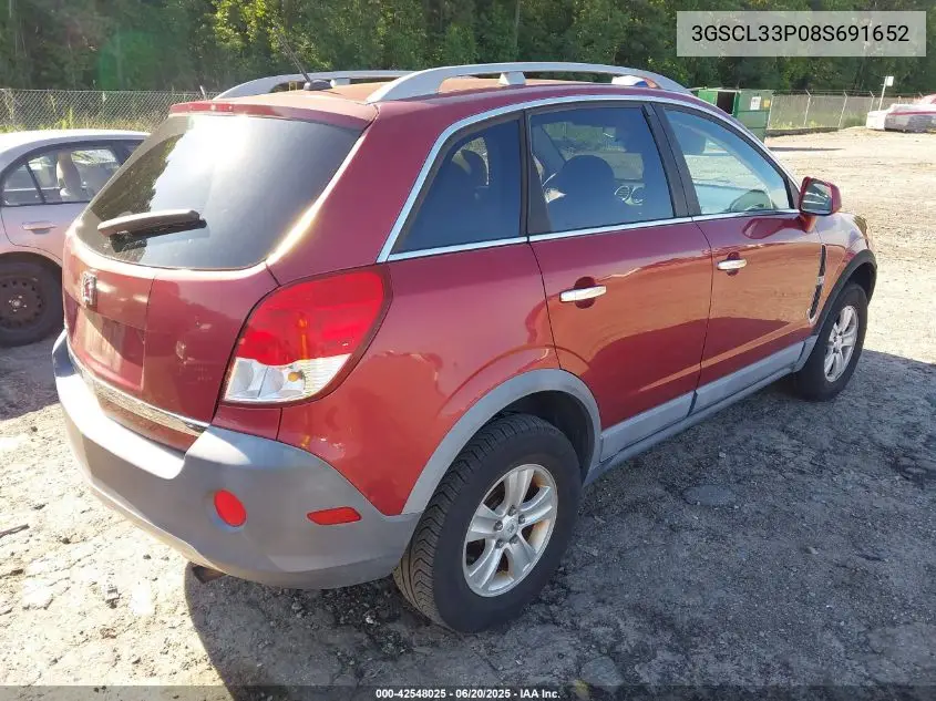 2008 Saturn Vue 4-Cyl Xe VIN: 3GSCL33P08S691652 Lot: 42548025