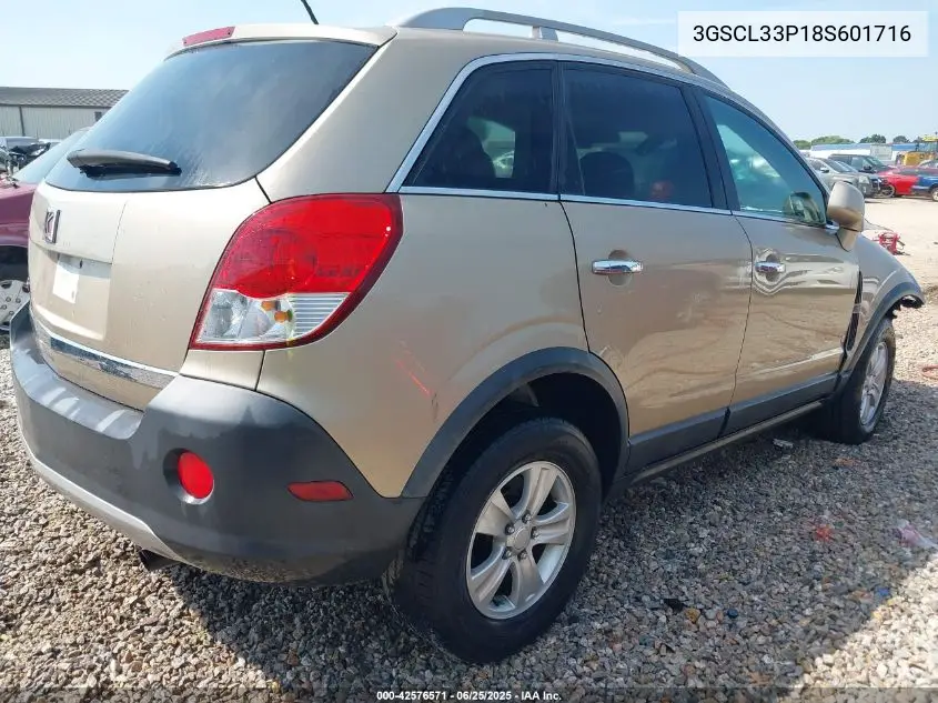 2008 Saturn Vue 4-Cyl Xe VIN: 3GSCL33P18S601716 Lot: 42576571