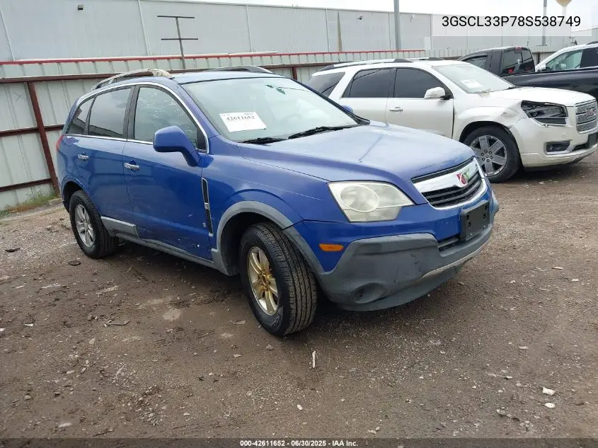 2008 Saturn Vue 4-Cyl Xe VIN: 3GSCL33P78S538749 Lot: 42611652