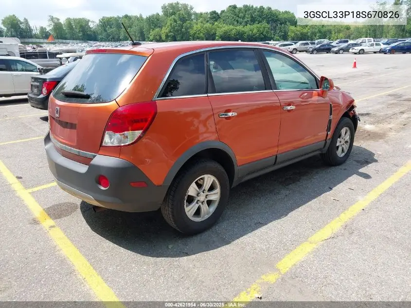 2008 Saturn Vue 4-Cyl Xe VIN: 3GSCL33P18S670826 Lot: 42621954