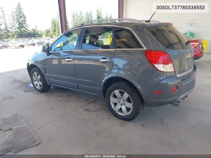 2008 Saturn Vue V6 Xr VIN: 3GSDL73778S538553 Lot: 42630533