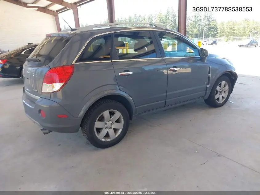 2008 Saturn Vue V6 Xr VIN: 3GSDL73778S538553 Lot: 42630533