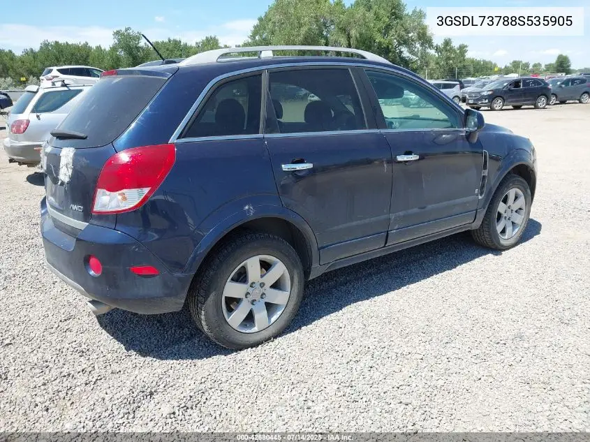 2008 Saturn Vue V6 Xr VIN: 3GSDL73788S535905 Lot: 42680445
