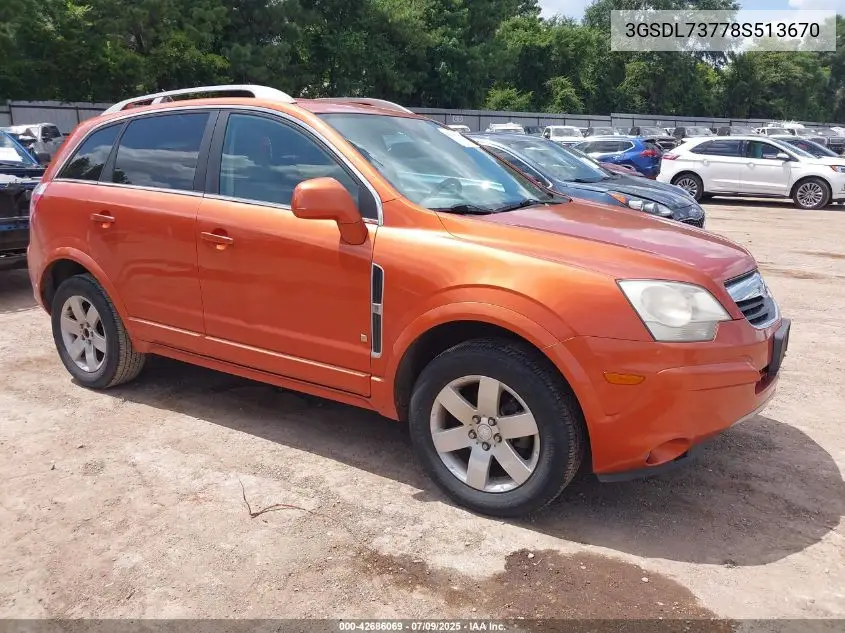 2008 Saturn Vue V6 Xr VIN: 3GSDL73778S513670 Lot: 42686069