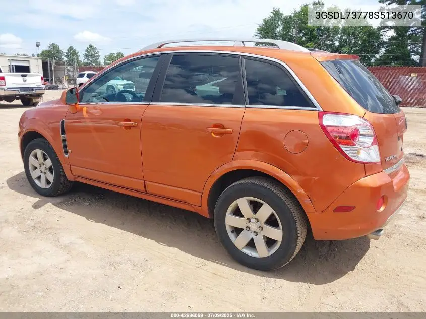 2008 Saturn Vue V6 Xr VIN: 3GSDL73778S513670 Lot: 42686069