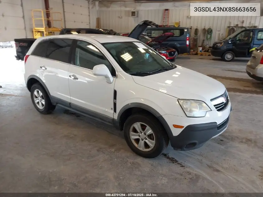2008 Saturn Vue V6 Xe VIN: 3GSDL43NX8S663656 Lot: 42701294