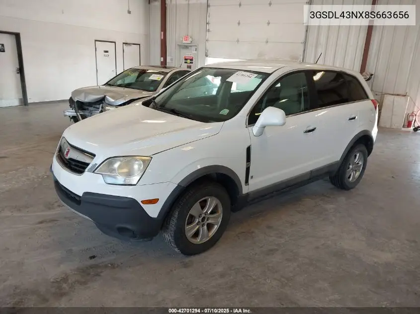 2008 Saturn Vue V6 Xe VIN: 3GSDL43NX8S663656 Lot: 42701294