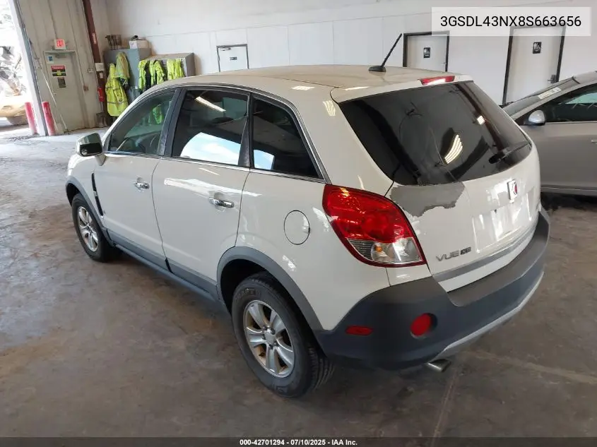 2008 Saturn Vue V6 Xe VIN: 3GSDL43NX8S663656 Lot: 42701294