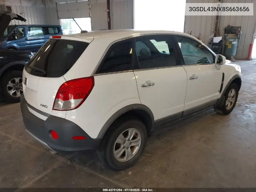 2008 Saturn Vue V6 Xe VIN: 3GSDL43NX8S663656 Lot: 42701294