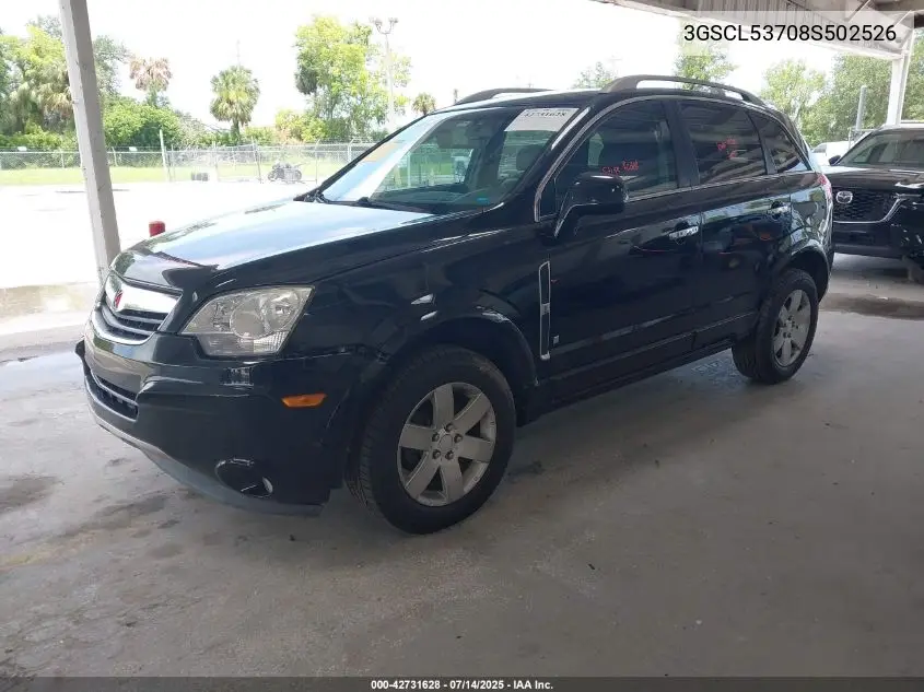 2008 Saturn Vue V6 Xr VIN: 3GSCL53708S502526 Lot: 42731628