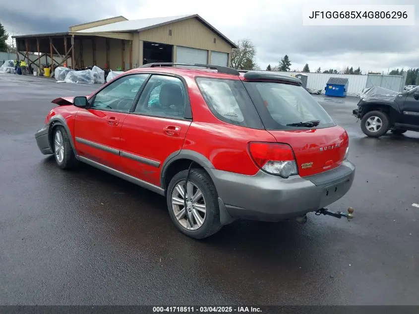 2004 Subaru Impreza Outback Sport VIN: JF1GG685X4G806296 Lot: 41718511
