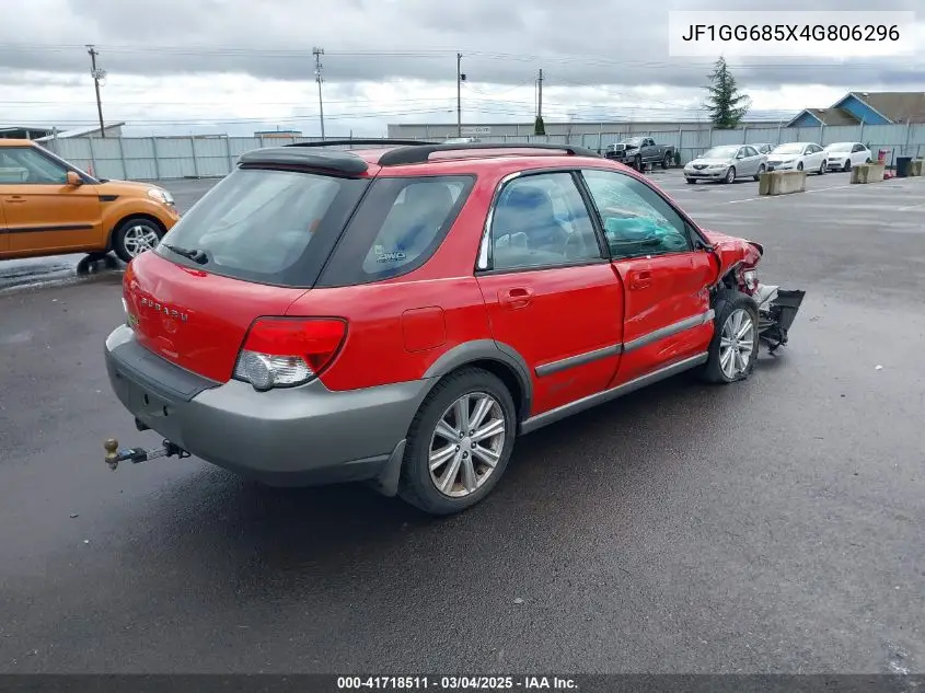 2004 Subaru Impreza Outback Sport VIN: JF1GG685X4G806296 Lot: 41718511