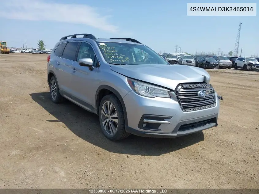 2019 Subaru Ascent Limited VIN: 4S4WMALD3K3465016 Lot: 12339858X