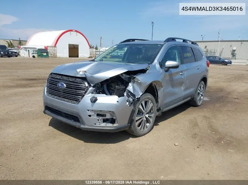 2019 Subaru Ascent Limited VIN: 4S4WMALD3K3465016 Lot: 12339858X