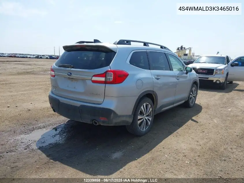 2019 Subaru Ascent Limited VIN: 4S4WMALD3K3465016 Lot: 12339858X