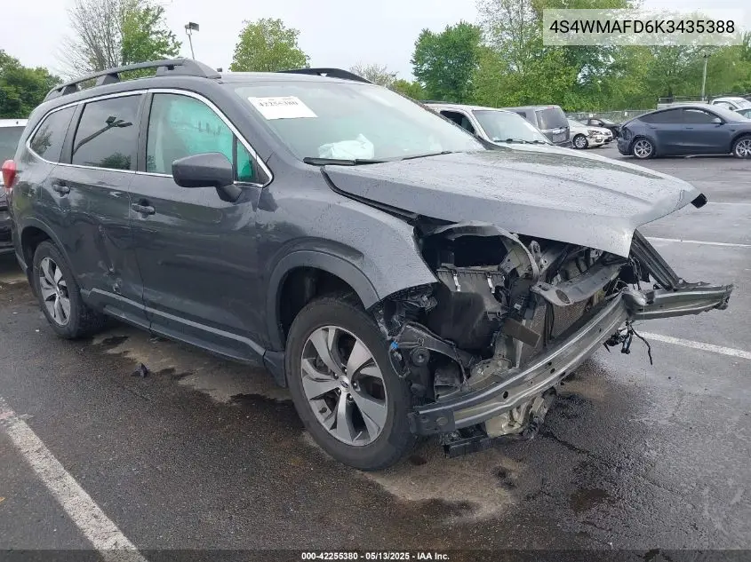 2019 Subaru Ascent Premium VIN: 4S4WMAFD6K3435388 Lot: 42255380