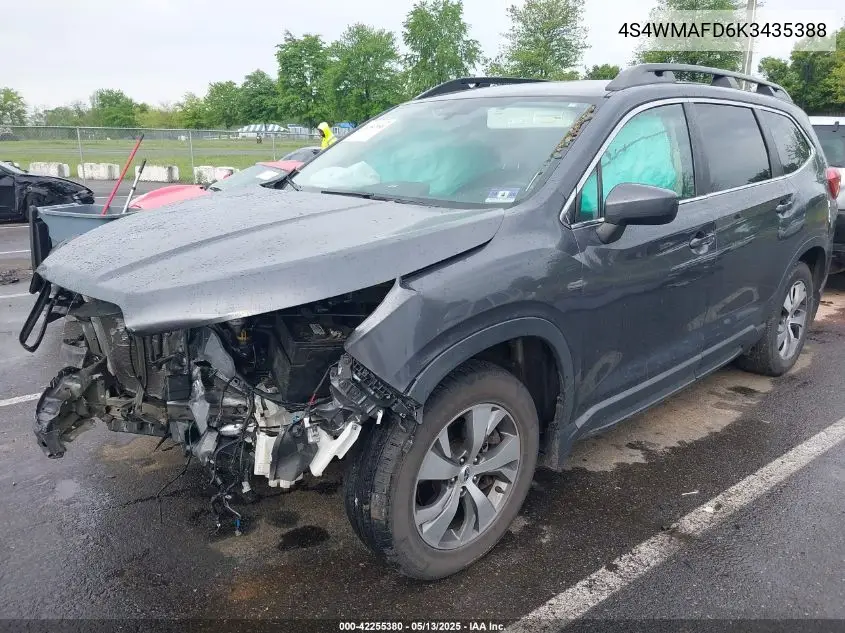 2019 Subaru Ascent Premium VIN: 4S4WMAFD6K3435388 Lot: 42255380
