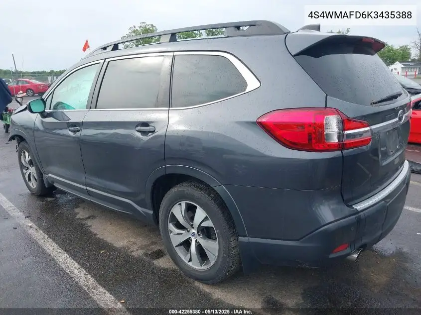 2019 Subaru Ascent Premium VIN: 4S4WMAFD6K3435388 Lot: 42255380