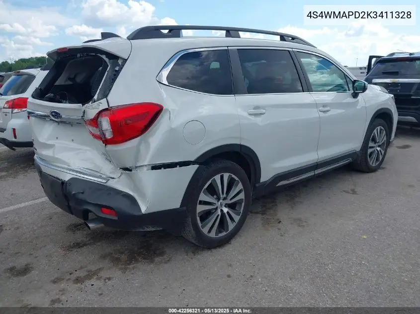 2019 Subaru Ascent Limited VIN: 4S4WMAPD2K3411328 Lot: 42256321