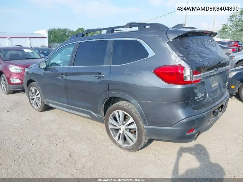 2019 Subaru Ascent Limited VIN: 4S4WMAMD8K3404890 Lot: 42435135