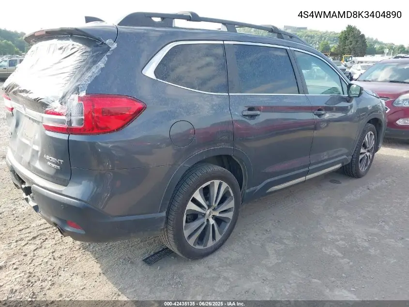 2019 Subaru Ascent Limited VIN: 4S4WMAMD8K3404890 Lot: 42435135