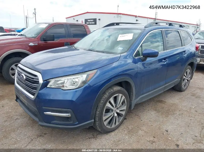 2019 Subaru Ascent Premium VIN: 4S4WMAHD7K3422968 Lot: 42607120