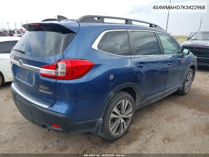 2019 Subaru Ascent Premium VIN: 4S4WMAHD7K3422968 Lot: 42607120