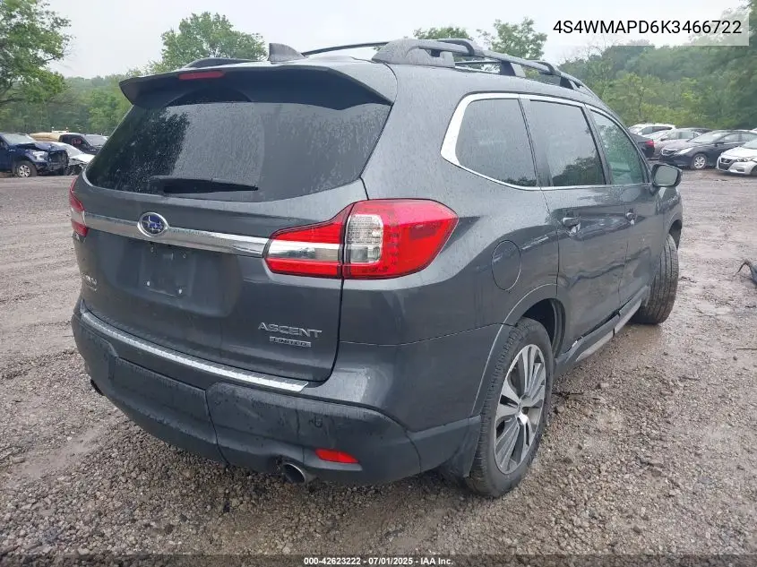 2019 Subaru Ascent Limited VIN: 4S4WMAPD6K3466722 Lot: 42623222