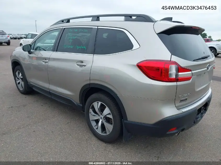 2019 Subaru Ascent Premium VIN: 4S4WMACD3K3476453 Lot: 42688503
