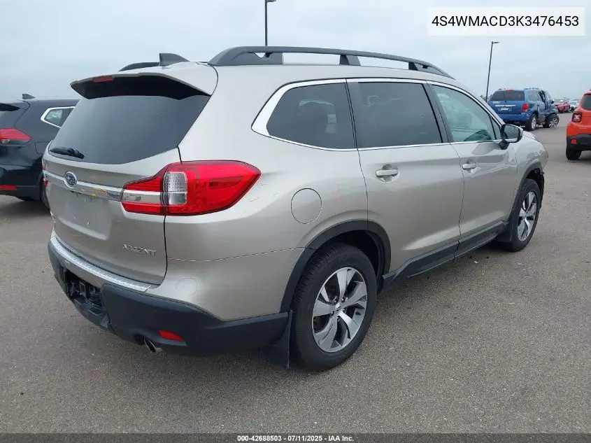 2019 Subaru Ascent Premium VIN: 4S4WMACD3K3476453 Lot: 42688503