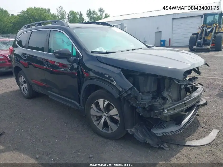 2021 Subaru Ascent Premium VIN: 4S4WMAFD8M3400175 Lot: 42704842