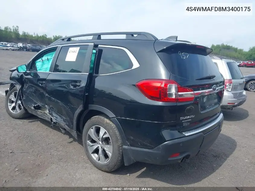 2021 Subaru Ascent Premium VIN: 4S4WMAFD8M3400175 Lot: 42704842