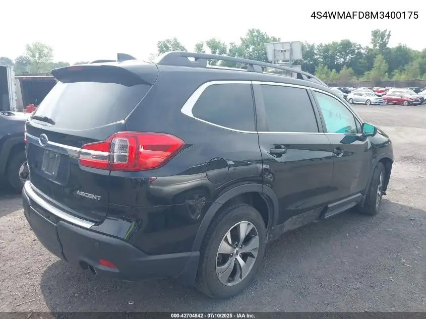 2021 Subaru Ascent Premium VIN: 4S4WMAFD8M3400175 Lot: 42704842