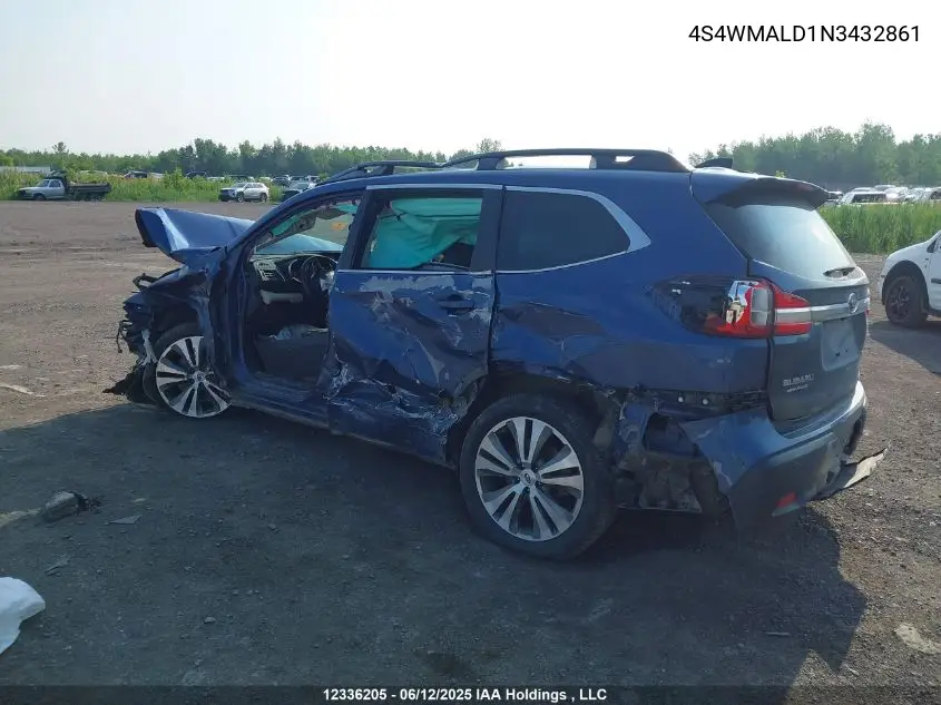 2022 Subaru Ascent Limited VIN: 4S4WMALD1N3432861 Lot: 12336205