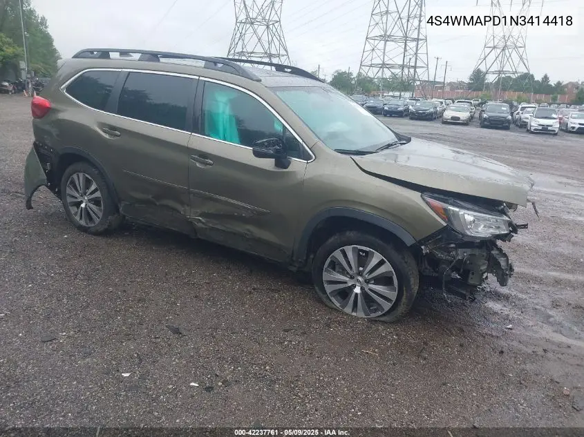 2022 Subaru Ascent Limited VIN: 4S4WMAPD1N3414418 Lot: 42237761
