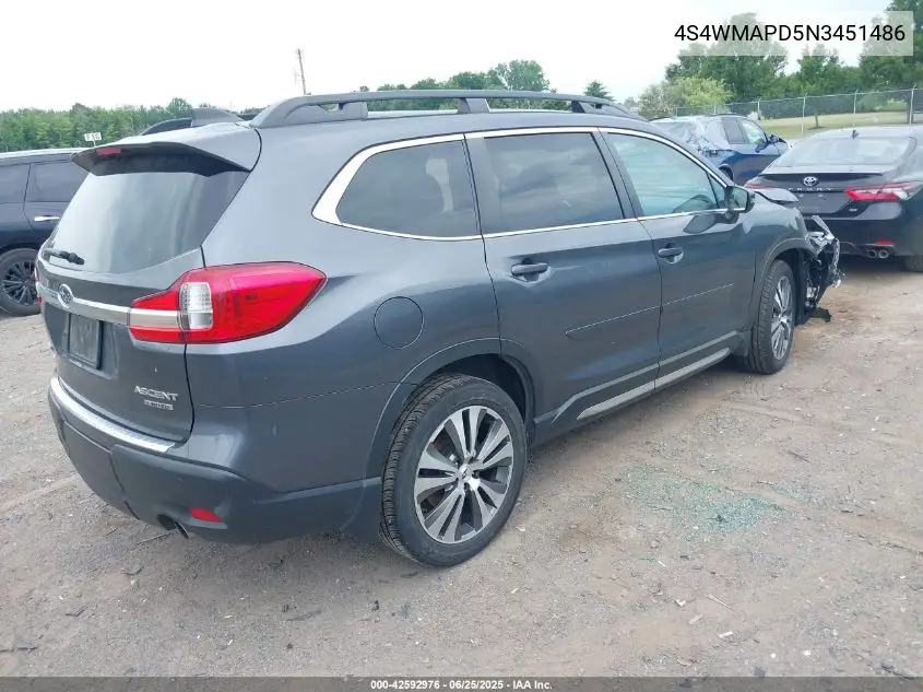 2022 Subaru Ascent Limited VIN: 4S4WMAPD5N3451486 Lot: 42592976