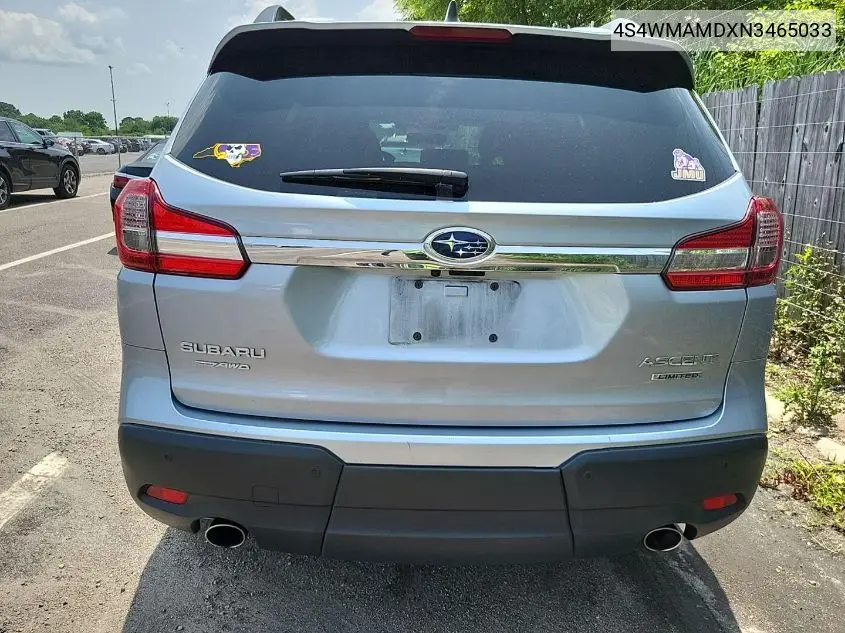 2022 Subaru Ascent Limited VIN: 4S4WMAMDXN3465033 Lot: 42724966