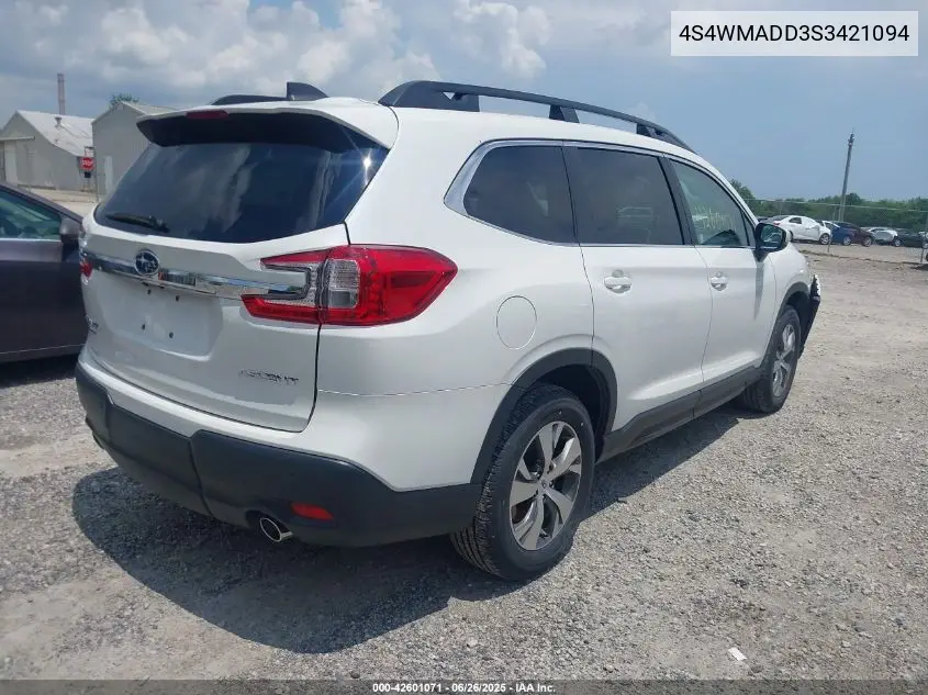 2025 Subaru Ascent Premium 7-Passenger VIN: 4S4WMADD3S3421094 Lot: 42601071