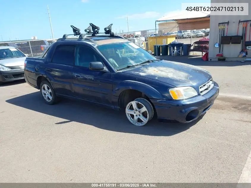 2004 Subaru Baja Sport VIN: 4S4BT62C247102113 Lot: 41755191
